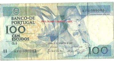 Portuga  100 Escudos 1986-88  seteli