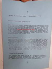 Hitlerin testamentti 1945 Kansallis-Mytologinen Yhdistys -Pekka Siitoin -tuotantoa  (sininen kansi)