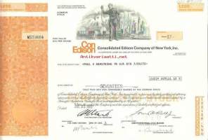 Consolidated Edison Company of New York Inc. 17 osaketta  osakekirja 1972 - Providing electric, gas, and steam service to NYC and Westchester - sähkö, kaasu