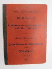 Suomen Waltionrautatiet - Junien lämmitys- ja jäähdytyslaitoksia kopskeva Ohjesääntö 1901 Finska Statsjernvägerne Reglemente rörande Värmnings- och