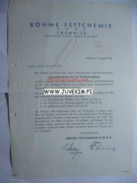 Böhme Fettchemie G.M.B.H. Chemnitz 8/1941 -asiakirja