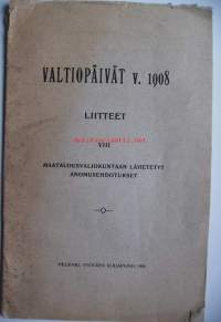 Valtiopäivät v. 1908 Maatalousvaliokuntaan lähetetyt anomusehdotukset