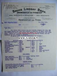 Bruce Lindsay Bros. Newcastle 7.7.1922 -asiakirja