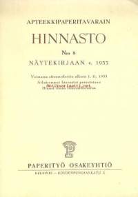 Apteekkitavarain Hinnasto 1955 nr 8