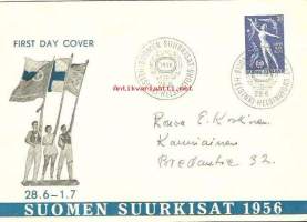 Suomen Suurkisat  First Day Cover  28.6.1956 - ensipäiväkuori