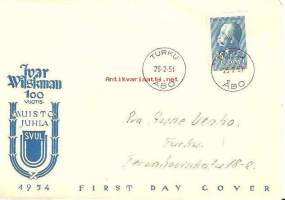 Ivar Wilskman 100 v  First Day Cover  26.2.1954 - ensipäiväkuori