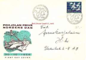 Pohjolan Päivä  First Day Cover 30.10.1956 ensipäiväkuori