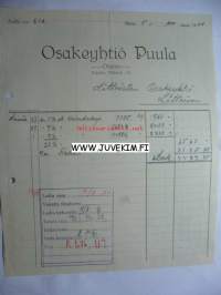 Osakeyhtiö Puula Otava 5.8.1922 -asiakirja