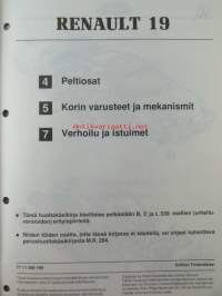 Renault 19 Erityisohjeet malleihin B, C ja 539 (urheiluversiot)