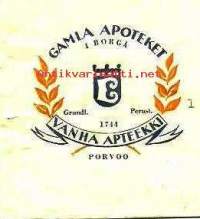 Gamla Apoteket- Vanha Apteekki Porvoo 1965   - resepti signatuuri  apteekkipussi