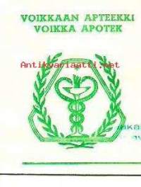 Voikkaan Apteekki  Voikkaa 1969 - resepti signatuuri apteekkipussi