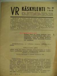 VR Käskylehti 1949 nr 43  -  Valtionrautatiet