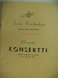 Turun Naislaulajat 10-konsertti 1954  ohjelma esite