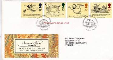 FDC Iso-Britannia 1988 - 6.9..1988 Edward Lear : Verse for Children (runoja lapsille).