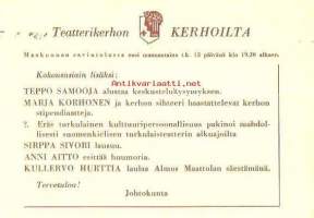 Teatterikerhon kerhoilta Maakunnan ravintolassa  mm Marja Korhonen 13.11.1950   - postikortti