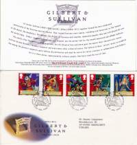 FDC Iso-Britannia/Englanti 1992 - 21.07.1992  Gilbert &amp; Sullivan.  Koomisen oopperan kuuluisa ja suosittu parivaljakko 1800-luvun loppupuolella.