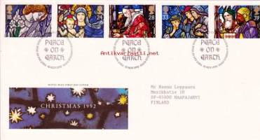 FDC Iso-Britannia/Englanti 1992 - 10.11.1992  Christmas - Joulujulkaisu  Walesin leimalla.