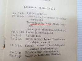 Varsinais-Suomen Nuorisoseurain Laulu-, soitto-, ja urheilujuhla Salossa kesäkuun 23-24. p:nä 1906 -ohjelma