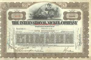 The International Nickel Co 1927 nikkelikaivos - osakekirja ,USA