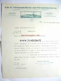 A. B. De Förenade Borst- och Penselfabrikerna Åbo 30.9.1933 -asiakirja
