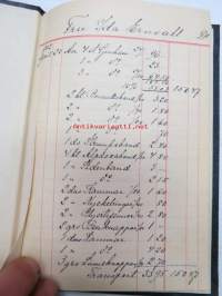 Kontra-Bok för Fru Ida Ernvall med G.W. Rosenholm efterträdare 1902 (alkaen) -vähittäis- ja tukkukauppiaan välinen tavaravastakirja, johon merkittiin ostot