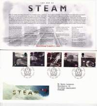 FDC Iso-Britannia/Englanti 1994 -18.00.1994  The Age of Steam - Höyryaika;  Höyryveturi, junaliikenne, rautatiesillat (EPK, juhlamerkki)