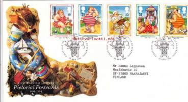 FDC Iso-Britannia/Englanti 1994 - 12.04.1994  Picture Postcards 1894 - 1994.100 v. kuvapostikortteja kesäloman vietosta. (EPK, juhlamerkki)