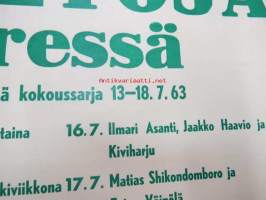 Suvi-iltoja Sanan ääressä - Turun evankelisluterilaisten seurakuntien järjestämä kokoussarja 13-18.7.1963 -juliste