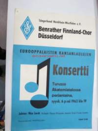 Eurooppalaisten kansanlaulujen konsertti Turussa Akatemiatalossa 6.9.1963 -juliste