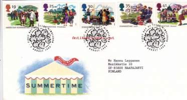 FDC Iso-Britannia/Englanti 1994 - 02.08.1994 Summertime - Kesäaikaan. (ensipäiväkuori/juhlamerkki)