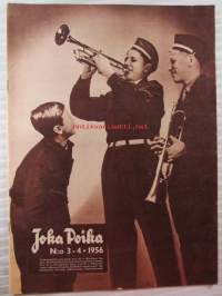 Joka Poika 1956 nr 3-4, Todisteita metsästämään, Espanjalainen karaveli, Kotkassa oli kova koitos, ym,Katso sisältö kuvista tarkemmin.