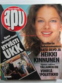 Apu 1986 nr 37, sis. mm. seur. artikkelit / kuvat / mainokset; Satu Silvo ja Heikki Kinnunen, Suomen Liverpoolin valkoiset tiikerit PPT, Eija Ahvo haluan laulaa, ym.