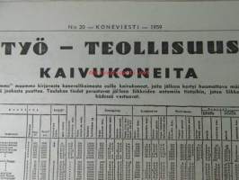 Koneviesti 1959, sis. mm. seur. artikkelit / kuvat / mainokset; Yksiakselisetraktorit pien- ja kääpiötilojen yleiskoneita, Leikkuupuimuri Aros (Aktiv) M2S,