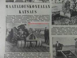 Koneviesti 1959, sis. mm. seur. artikkelit / kuvat / mainokset; Yksiakselisetraktorit pien- ja kääpiötilojen yleiskoneita, Leikkuupuimuri Aros (Aktiv) M2S,