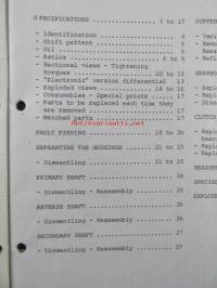 B.V. JB Renault workshop manual, manual gearboxes, Type JB0 Renault 9 and 11, JB1 Renault 9 and 11, JB3 Renault 9 and 11, JB4 Renault 5 and 11, JB5 Renault 5 and 11.