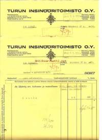 Turun Insinööritoimisto  Oy, lasku 1955 - firmalomake 2 kpl