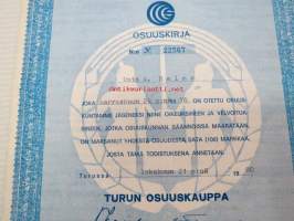 Turun Osuuskauppa Osuuskirja 100 mk, Turku 21.10.1980