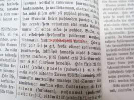 Kirjallinen kuukauslehti 1871 nr 2 helmikuu, sis. mm. seur. artikkelit; Katsahdus suomenkielisen sanomakirjallisuuden waiheisiin (Puhe, pidetty 15.1.1871 Suomen