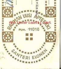 Rauman Uusi Apteekki Rauma- resepti signatuuri 1962