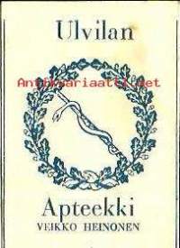 Ulvilan Apteekki  Ulvila- Resepti signatuuri 1960