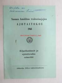 Suomen Autoliiton traktorinajajien ajotaitokoe 1968 - Kilpailusäännöt ja ajotaitoradan esimerkki