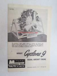 Monogram Wright Cyclone 9 instructions, assembly -esite ja käyttö- ja asennusohjeet pienoismallimoottorille