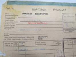 Valtionrautatiet -rahtikirja Helsinki - Kouvola 9.3.1946 tavaravakuutusmerkki