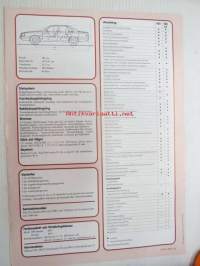 Audi 100 1984 -myyntiesite (tekniset tiedot) ruotsinkielinen