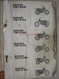 Suzuki TS125R, TS125J, TS125K, TS125L, TS125M, TS125A parts catalogue -varaosaluettelo