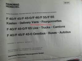Hanomag Henschel Ersatzteile-Katalog / Body Spare Parts List F 40/F 45/F 55 Kasten, F 40/F 45/F 45-0 Omnibus Edition B - Varaosaluettelo