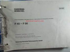 Hanomag Henschel Ersatzteile-Katalog Body Spare Parts List F 45-F 86, Edition B  - Varaosaluettelo