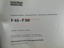 Hanomag Henschel Ersatzteile-Katalog Chassis Spare Parts List F 45-F 86, Edition A  - Varaosaluettelo