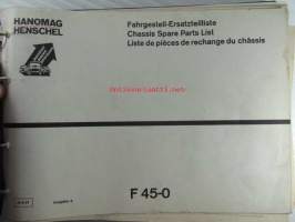 Hanomag Henschel Ersatzteile-Katalog Chassis Spare Parts List F 45-0, Edition A  - Varaosaluettelo