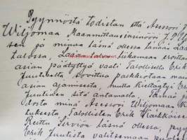 Iisalmi, maa-alaneroitusasian riita - talollinen Erik Juutinen / maanmittausinsinööri J.P. Uotinen - todistajina asessori J.E. Viljomaa - talolliset Erik